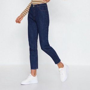Nasty Gal Daphnea High Rise Raw Hem Mom Jeans